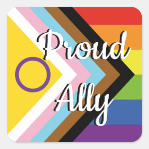 Trotse Ally   Intersex Inclusive Pride Flag Vierkante Sticker