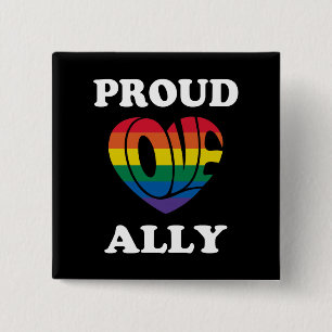 Trotse Ally LGBTQ Pride Vierkante Button 5,1 Cm