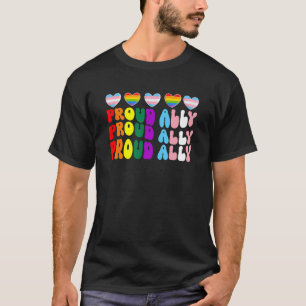 Trotse Ally Trans Rainbow Heart Flag Pride LGBT Mo T-shirt