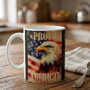 Trotse Amerikaan. Steenarend en vlag van de Vereni Koffiemok