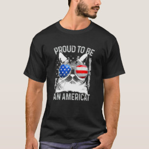 Trotse Amerikaanse Kat Amerikaanse Vlag 4 Juli T-shirt