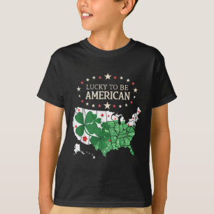Trotse Amerikaanse klaverkaart - Lucky to be Ameri T-shirt