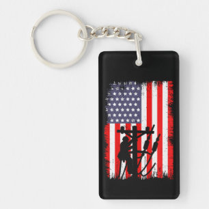 Trotse Amerikaanse lijnwerker Patriottische nutsbe Sleutelhanger