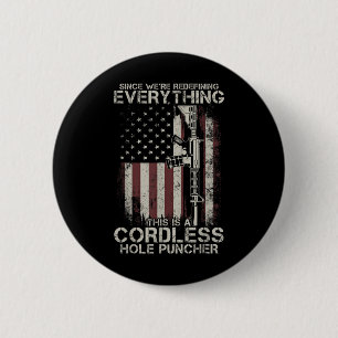 Trotse Amerikaanse vlag Veteraan Pistool Rechten T Ronde Button 5,7 Cm