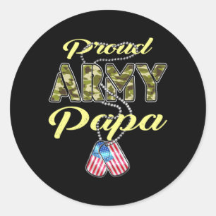 Trotse Army Papa Vlag Camo Hondenpenningen Pride M Ronde Sticker