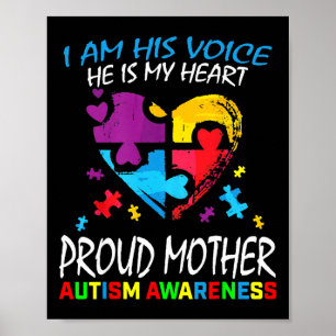 Trotse Autisme Moeder Hart Moeder Puzzelstuk Autis Poster