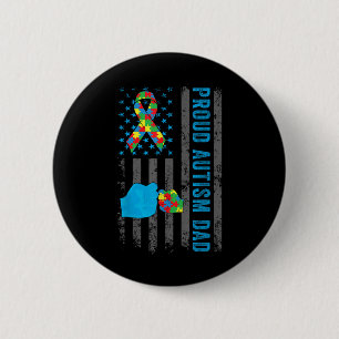 Trotse Autisme Papa Amerikaanse Vlag USA Autisme A Ronde Button 5,7 Cm
