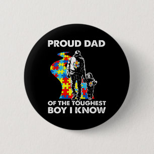 Trotse autisme vader-vader en zoon autisme bewustz ronde button 5,7 cm