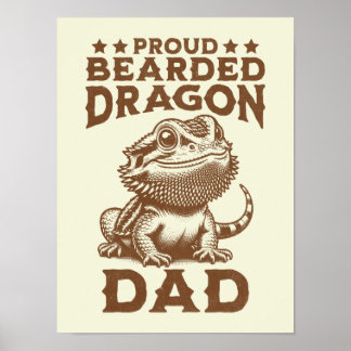 Trotse Bearded Dragon Dad Reptile Lover Poster