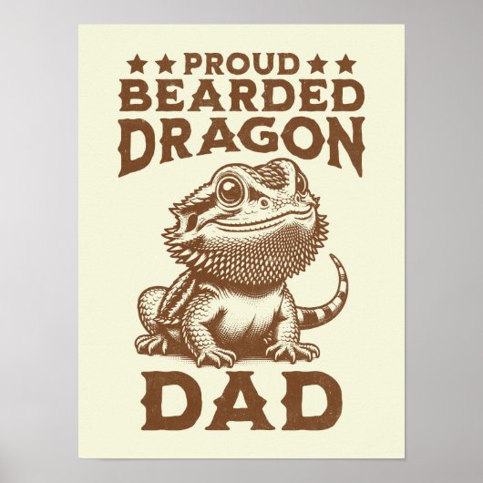 Trotse Bearded Dragon Dad Reptile Lover Poster (Voorkant)