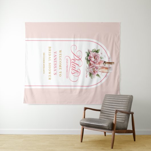 Trotse bloemblaadjes en prosecco bruidsfeest achte wandkleed (In Situ (horizontaal))