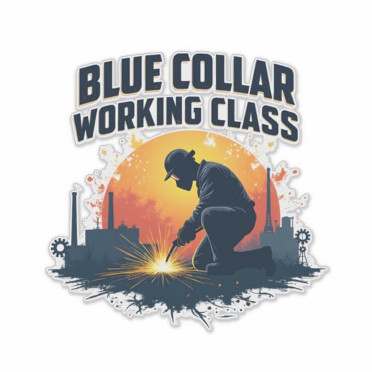 Trotse Blue Collar Working Class Welding Shirt Sticker (Voorkant)