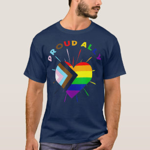 Trotse bondgenoot LGBTQ Progress Pride Flag Rainbo T-shirt