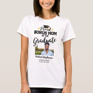 Trotse Bonus Mama van de afstuderen foto naam T-Sh T-shirt