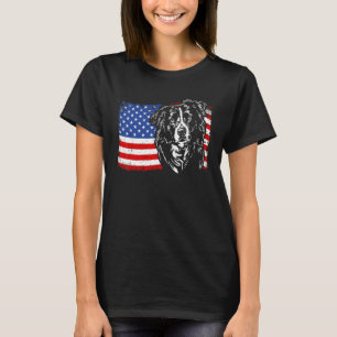 Trotse Border Collie Amerikaanse Vlag Patriotische T-shirt