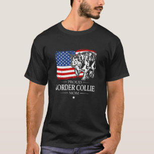 Trotse Border Collie Moeder Amerikaanse Vlag Patri T-shirt