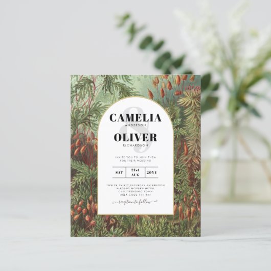 Trotse Botanische Groene Terracotta Trouwuitnodigi (Staand voorkant)