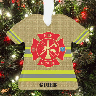 Trotse brandweerman Maltese Cross Bunker Gear Deco Ornament