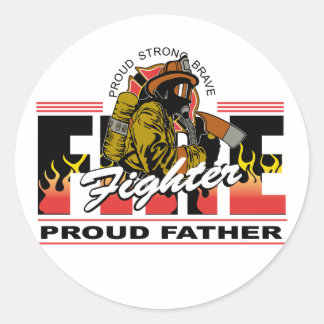 Trotse brandweerman vader ronde sticker