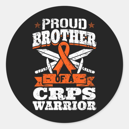 Trotse broer van een CRPS Warrior RSD Awareness Ri Ronde Sticker (Voorkant)