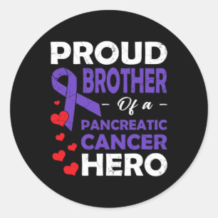 Trotse broer van een Pancreatic Cancer Hero Warrio Ronde Sticker