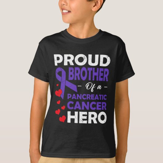 Trotse broer van een Pancreatic Cancer Hero Warrio T-shirt (Voorkant)