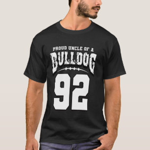 Trotse Bulldog Football Uncle van speler 92 T-shirt