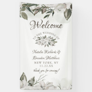 Trotse Cherish Witte Bloem Roos Bruiloft Welkom Spandoek