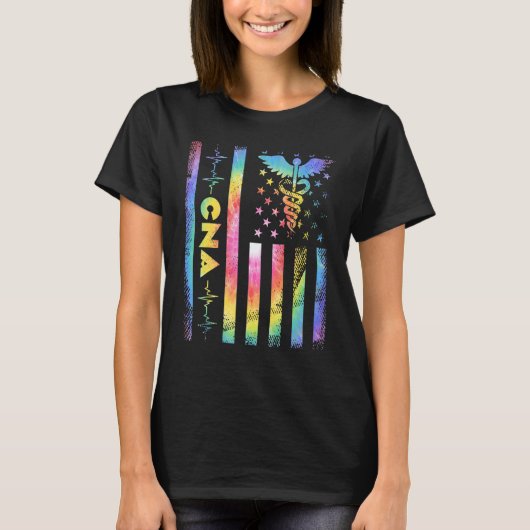 Trotse CNA Amerikaanse Vlag Tie Dye Certified Verp T-shirt (Voorkant)