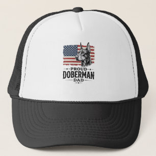 Trotse Dobermann Vader Vintage Vlag Vector Ontwerp Trucker Pet