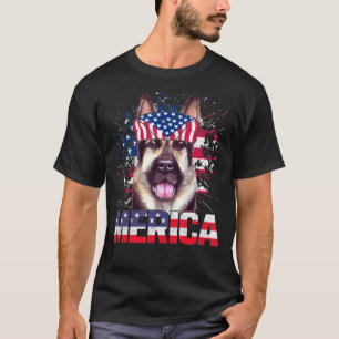 Trotse Duitse Herder Amerikaanse Vlag Merica Hond T-shirt
