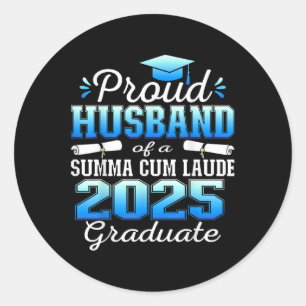 Trotse echtgenoot 2025 Summa Cum Laude CL 2025 Afg Ronde Sticker