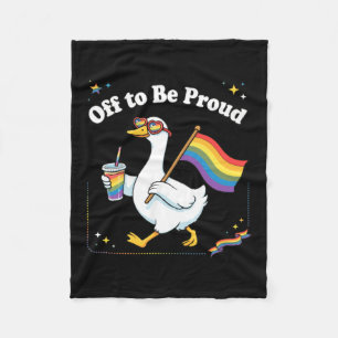Trotse Eend Op Parade Regenboogdrank Fleece Deken