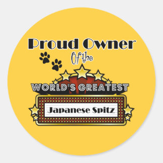 Trotse eigenaar 's werelds grootste Japanse Spitz Ronde Sticker