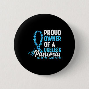 Trotse eigenaar van een nutteloze pancreas T1d Fun Ronde Button 5,7 Cm