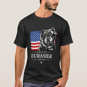 Trotse Eurasier Mom Amerikaanse Vlag Patriottische T-shirt