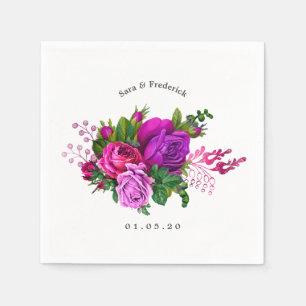 Trotse Fuchsia en Paarse Shabby Bruiloft Servet