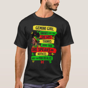 Trotse Gemini Meisje Melanine Zodiac Verjaardag Zw T-shirt