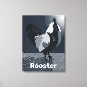 Trotse Haan Donkerblauw Keuken Muurdecoratie Canvas Afdruk