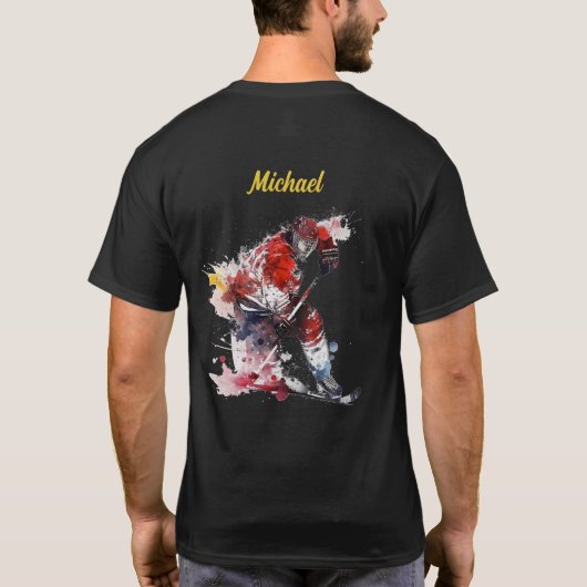 Trotse Hockey Vader Waterverf Genoemd Modern T-shirt (Achterkant)