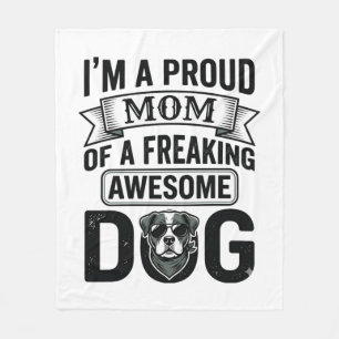 Trotse Hond Moeder Vintage Gravure Vector Design_1 Fleece Deken