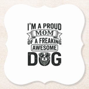 Trotse Hond Moeder Vintage Gravure Vector Design_1 Kartonnen Onderzetters