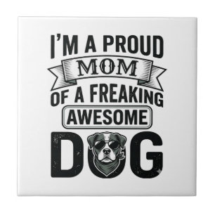 Trotse Hond Moeder Vintage Gravure Vector Design_1 Tegeltje