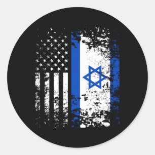 Trotse Israëlische VS vlag Patriottische trots is  Ronde Sticker