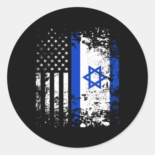 Trotse Israëlische VS vlag Patriottische trots is  Ronde Sticker (Voorkant)