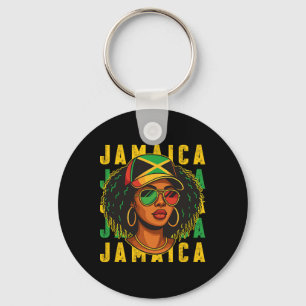 Trotse Jamaicaanse patriottische Afro zwarte vrouw Sleutelhanger