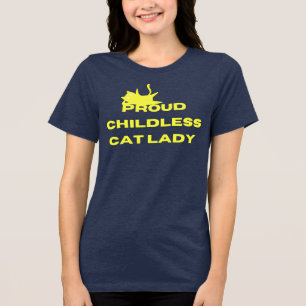 Trotse kinderloze kat dame Tri-Blend shirt