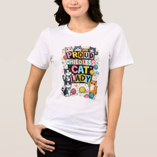Trotse kinderloze kattenvrouw Schattige Kawaii kat Tri-Blend Shirt