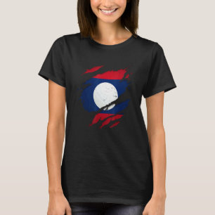 Trotse Laotiaan Gescheurde Laos-vlag T-shirt