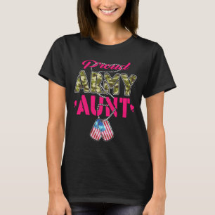 Trotse leger tante camouflage vlag hondenpenningen t-shirt